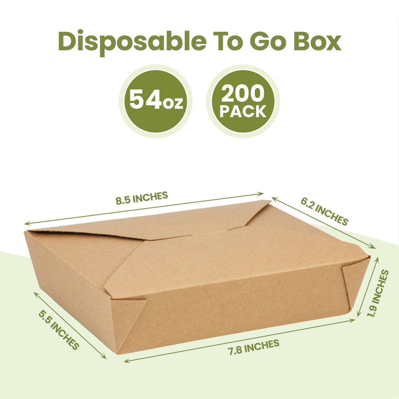 54oz Paper Take Out Containers - Kraft Lunch Meal Food Boxes