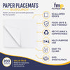 Fit Meal Prep Paper Placemats Disposable 200 Pack – 14"x10" White Paper Placemats Scalloped Edge Place Mats for Kids Restaurants Weddings Birthday Party Supplies