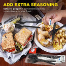 Black Plastic Cutlery Set with Disposable Spoon, Fork, Knife, Napkin, Salt and Pepper Packets - Inbulks