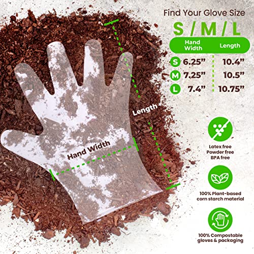[100 Pack] 100% Compostable Disposable Food Prep Gloves, Large - Inbulks