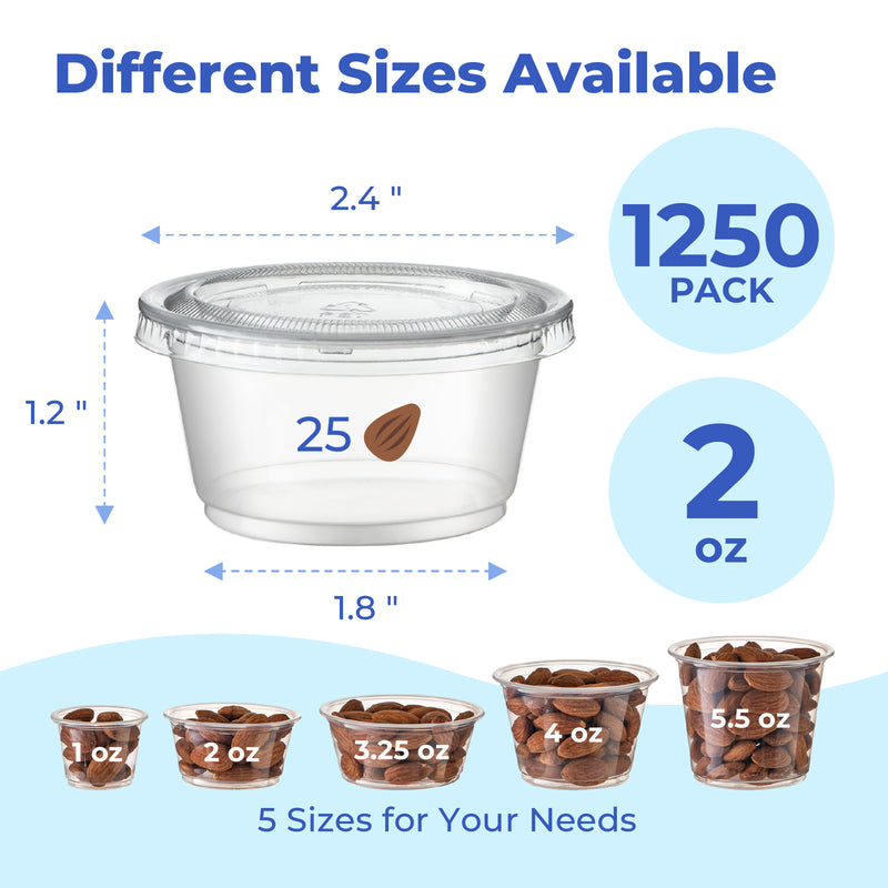 Clear Plastic Portion Cups with Lids, BPA Free