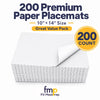 Fit Meal Prep Paper Placemats Disposable 200 Pack – 14"x10" White Paper Placemats Scalloped Edge Place Mats for Kids Restaurants Weddings Birthday Party Supplies