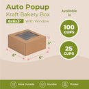 6x6x3 Bakery Box with Window - Square with Auto Pop-up Clear Window - Inbulks