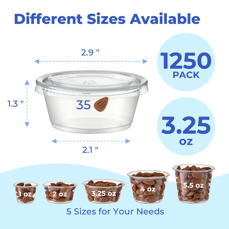 Clear Plastic Portion Cups with Lids, BPA Free