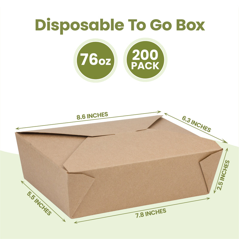 76oz Paper Take Out Containers - Kraft Lunch Meal Food Boxes