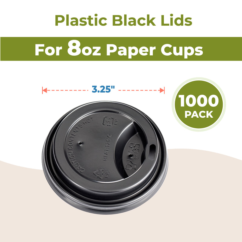 Plastic Dome Lid for 8oz Hot Cup Black - Inbulks