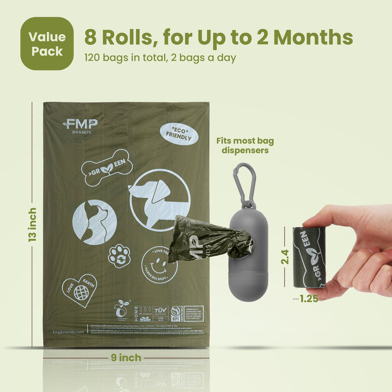 [224 Rolls] Compostable Dog Poop Bags