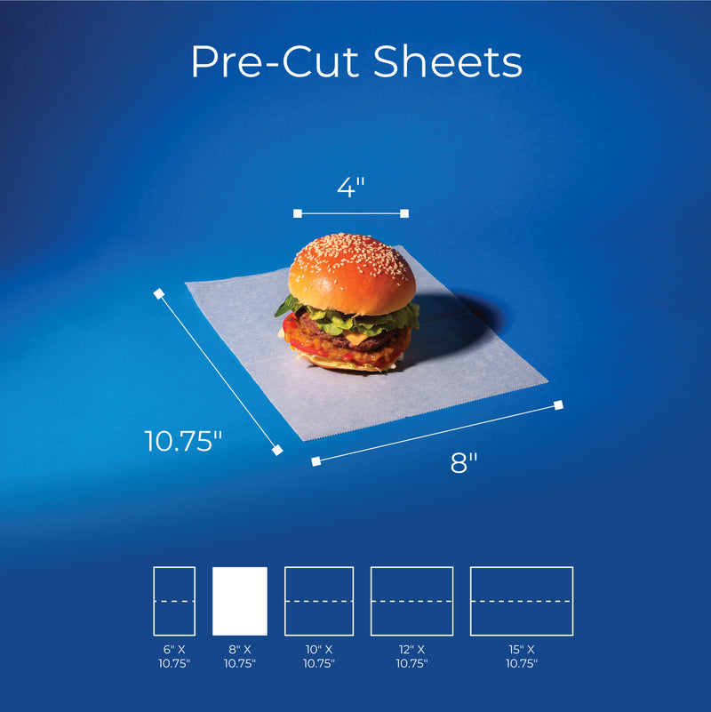 8" x 10.75" Inter-folded Deli Dry Wrap Wax Paper Sheets with Dispenser Box