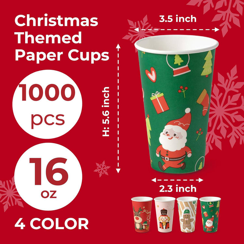 Christmas Paper Cups 16oz 1000pack