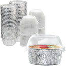 200 Pack 4 oz Disposable Foil Ramekins with Lids, Mini Aluminum Foil Baking Cups, Freezer & Oven Safe Creme Brulee Ramekin Disposable, Aluminum Cupcake Liners for Pudding Muffin Dessert