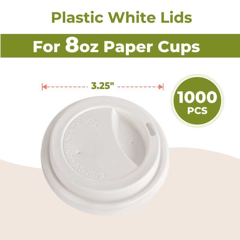 Plastic Dome Lid for 8oz Hot Cup White / 1000pcs