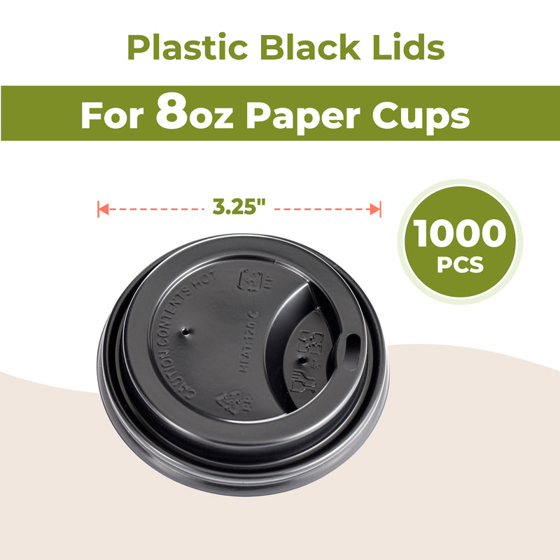 Plastic Dome Lid for 8oz Hot Cup Black / 1000pcs