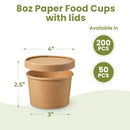 8oz Kraft Compostable Paper Food Cup with Vented Lid - Inbulks