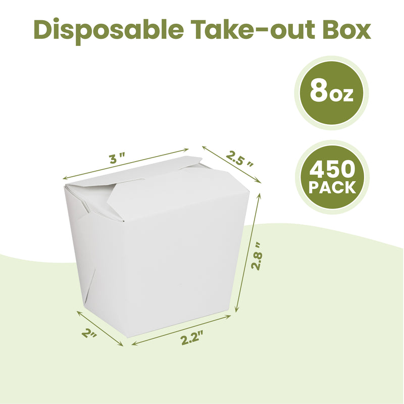 8oz White Rectangle Paper Take Out Food Containers