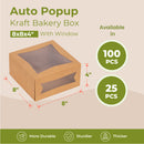 Bakery / Cake Box with Window 8x8x4", Auto-Popup - Inbulks
