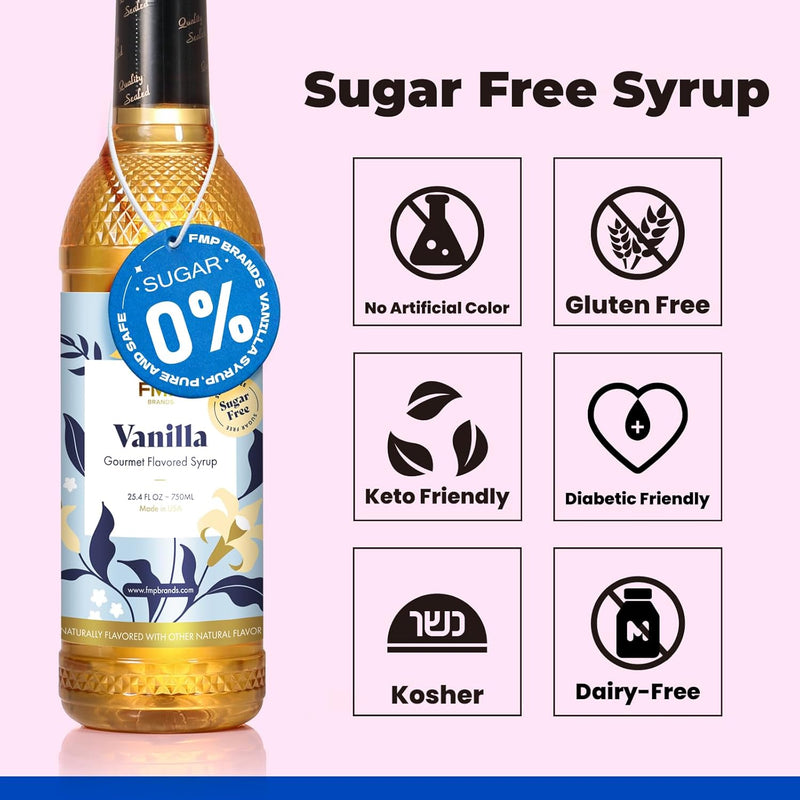 FMP Natural Vanilla Syrup Sugar Free 6 Pack