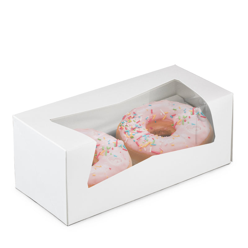 9x4x3.5” White Donut / Bakery Box with Window - Auto-Popup