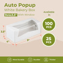 9x4x3.5” White Donut / Bakery Box with Window - Auto-Popup - Inbulks