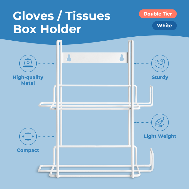 2 Tier Glove Tissue Dispenser White