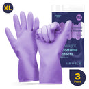 FMP Brands 12 Pairs Purple Rubber Dishwashing Cleaning Gloves–Reusable Waterproof Household Cleaning Gloves, Non-Slip Kitchen Rubber Glove(Medium)
