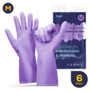 FMP Brands 12 Pairs Purple Rubber Dishwashing Cleaning Gloves–Reusable Waterproof Household Cleaning Gloves, Non-Slip Kitchen Rubber Glove(Medium)