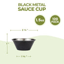 Matte Black Plated Stainless Steel Round Sauce Cups 1.5oz - Inbulks