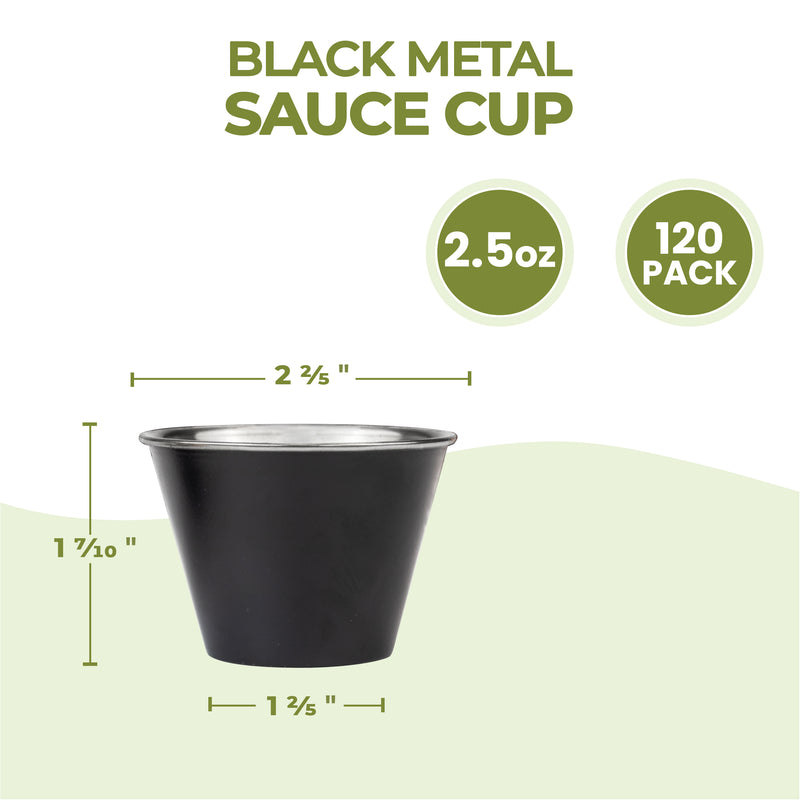 Matte Black Plated Stainless Steel Round Sauce Cups 2.5oz