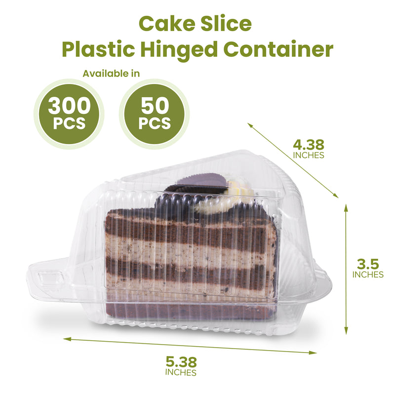 Cake Slice Plastic Containers with Lids - Single 5“ Clear Medium Dome Hinged Lid Cheesecake Container