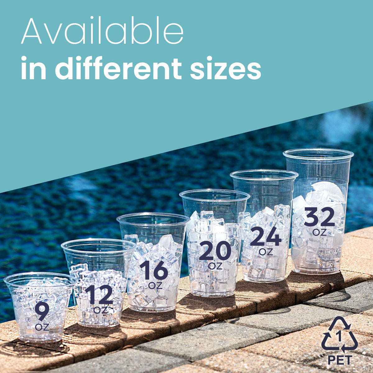 12oz Clear Plastic Cups for Cold Drinks no lids, PET BPA Free