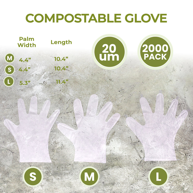 100% Compostable Disposable Food Prep Gloves (M)