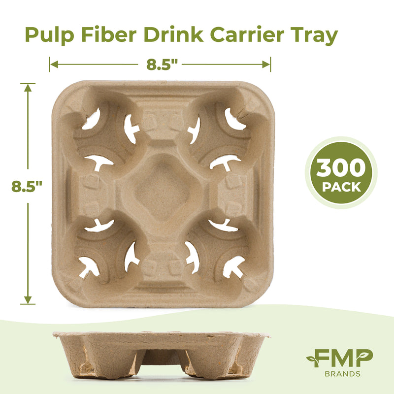 Pulp Fiber Drink Carrier Tray for 4 cups