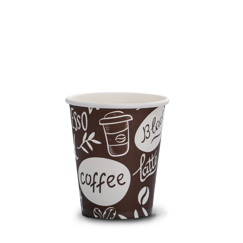 8oz paper design brown white coffee cup