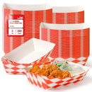 Fit Meal Prep [250 Pack 0.5 lb Paper Food Boats Heavy Duty Disposable Food Trays, Red Check Nacho Tray for Parties Fairs Picnics Carnivals, Holds Ketchup Cheese Sauce Pickles