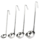 [2 Pack] 6 Oz Stainless Steel Soup Ladle - One-Piece Sauce Spatula with Hook Handles, Commercial Grade Serving Spoon, Kitchen Tool for Restaurant or Home Cooking, Mirror Finish, 14.25" Long
