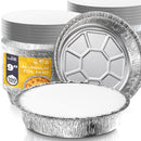 Fit Meal Prep 50 Pack 7” Round Aluminum Foil Pans with Lids, Pie Tins Disposable 7 inch with Lids, Take Out Containers, Freezer Oven Safe Aluminum Baking Pans for Storing, Cooking, Storage, Reheating
