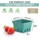 FMP Brands 44 Pack Pint Green Molded Pulp Fiber Berry Basket Produce Vented Container for Fruit and Vegetable, Farmer Market, Grocery Stores and Backyard Party