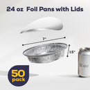 Fit Meal Prep 50 Pack 7” Round Aluminum Foil Pans with Lids, Pie Tins Disposable 7 inch with Lids, Take Out Containers, Freezer Oven Safe Aluminum Baking Pans for Storing, Cooking, Storage, Reheating