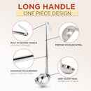 [2 Pack] 6 Oz Stainless Steel Soup Ladle - One-Piece Sauce Spatula with Hook Handles, Commercial Grade Serving Spoon, Kitchen Tool for Restaurant or Home Cooking, Mirror Finish, 14.25" Long