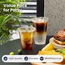 Fit Meal Prep 100 Pack 16 oz Clear Plastic Cups with Flat Lids, Disposable Iced Coffee Cups, BPA-Free Premium Crystal Cups for Smoothies, Lemonade, Juice, Milkshakes and Cold Drinks