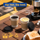 Fit Meal Prep 100 Pack 8 oz Disposable Coffee Cups with Lids and Sleeves –Small To Go Paper Cups, Leak-Proof for 7 Days, BPA-Free – for Kids Hot Chocolate, Espresso, Office, Party
