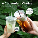 Fit Meal Prep 100 Pack 16 oz Clear Plastic Cups with Flat Lids, Disposable Iced Coffee Cups, BPA-Free Premium Crystal Cups for Smoothies, Lemonade, Juice, Milkshakes and Cold Drinks