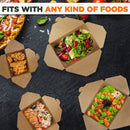Fit Meal Prep 50 Pack 54 Oz Paper Food Containers to Go Boxes for Food Take Out - Microwaveable & Leakproof