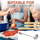 [2 Pack] 6 Oz Stainless Steel Soup Ladle - One-Piece Sauce Spatula with Hook Handles, Commercial Grade Serving Spoon, Kitchen Tool for Restaurant or Home Cooking, Mirror Finish, 14.25" Long
