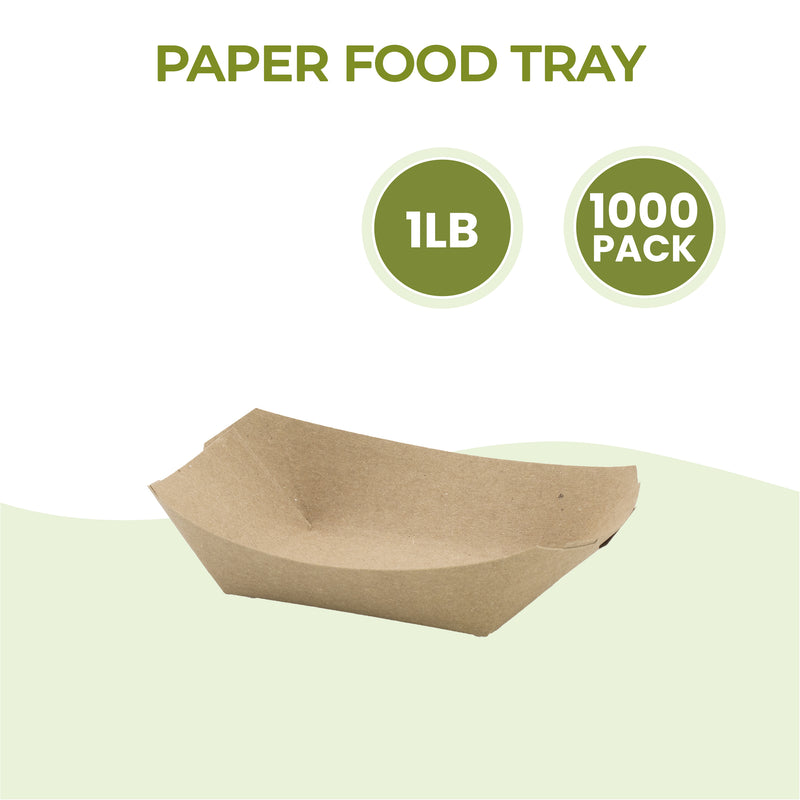 1 LB Kraft Brown Paper Food Trays / 1000pcs