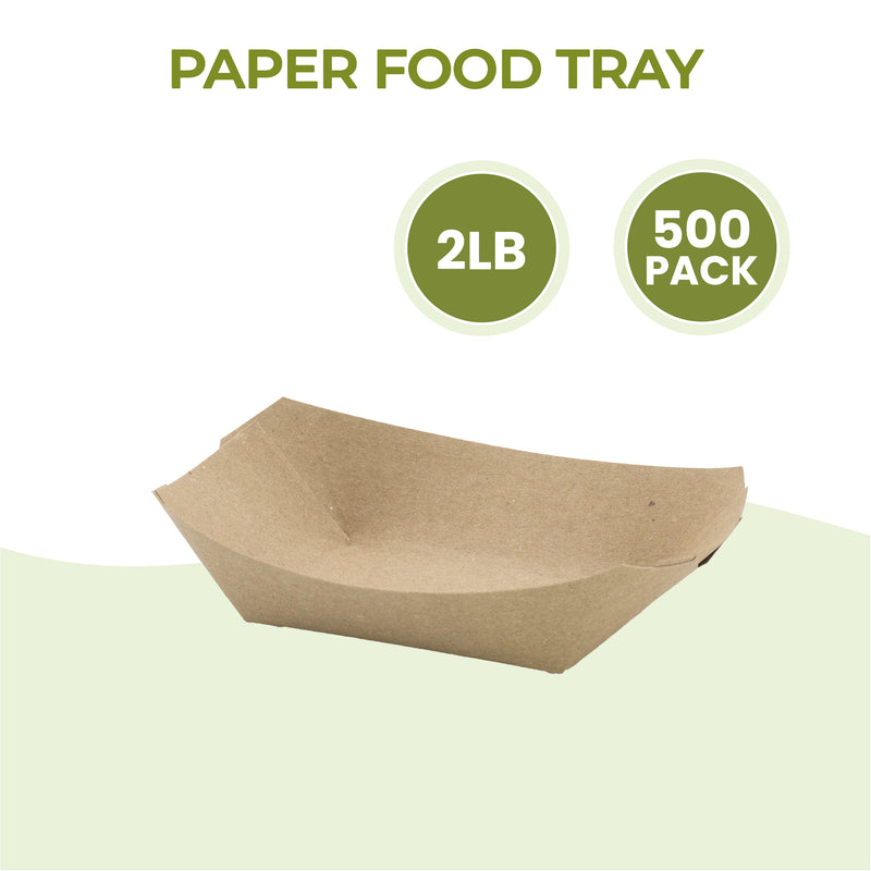 2 LB Kraft Brown Paper Food Trays / 1000pcs
