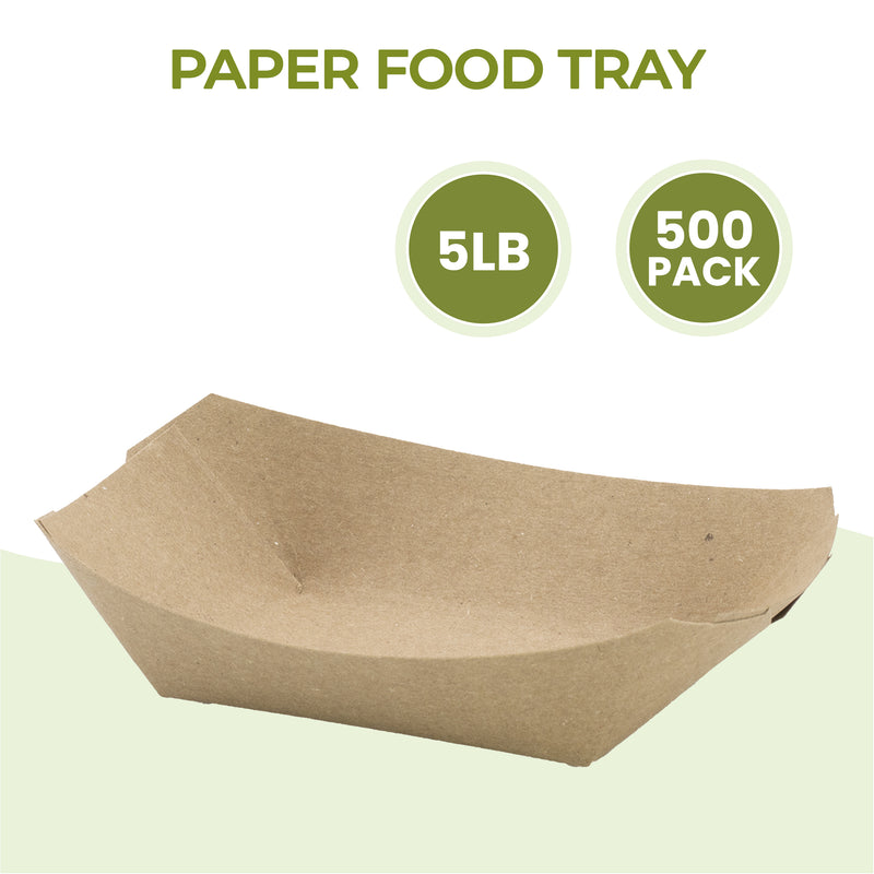 5 LB Kraft Brown Paper Food Trays / 500pcs