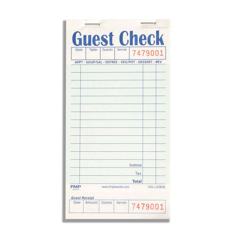Light Green Guest Check Pads for Restaurant Server (1 Part)