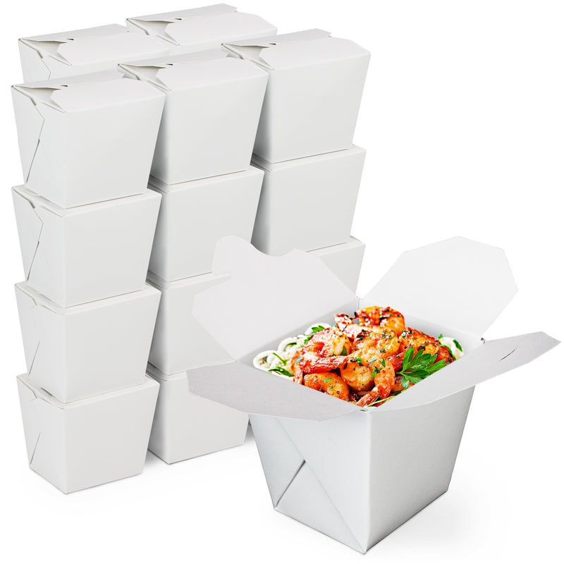 8oz White Rectangle Paper Take Out Food Containers