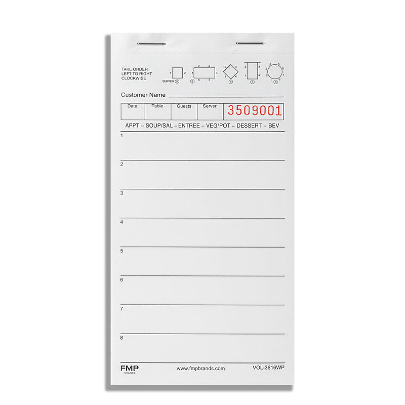 Server Pad Server Pads - Restaurant Order Pad, White 1 Part Guest Check Pad Style ...