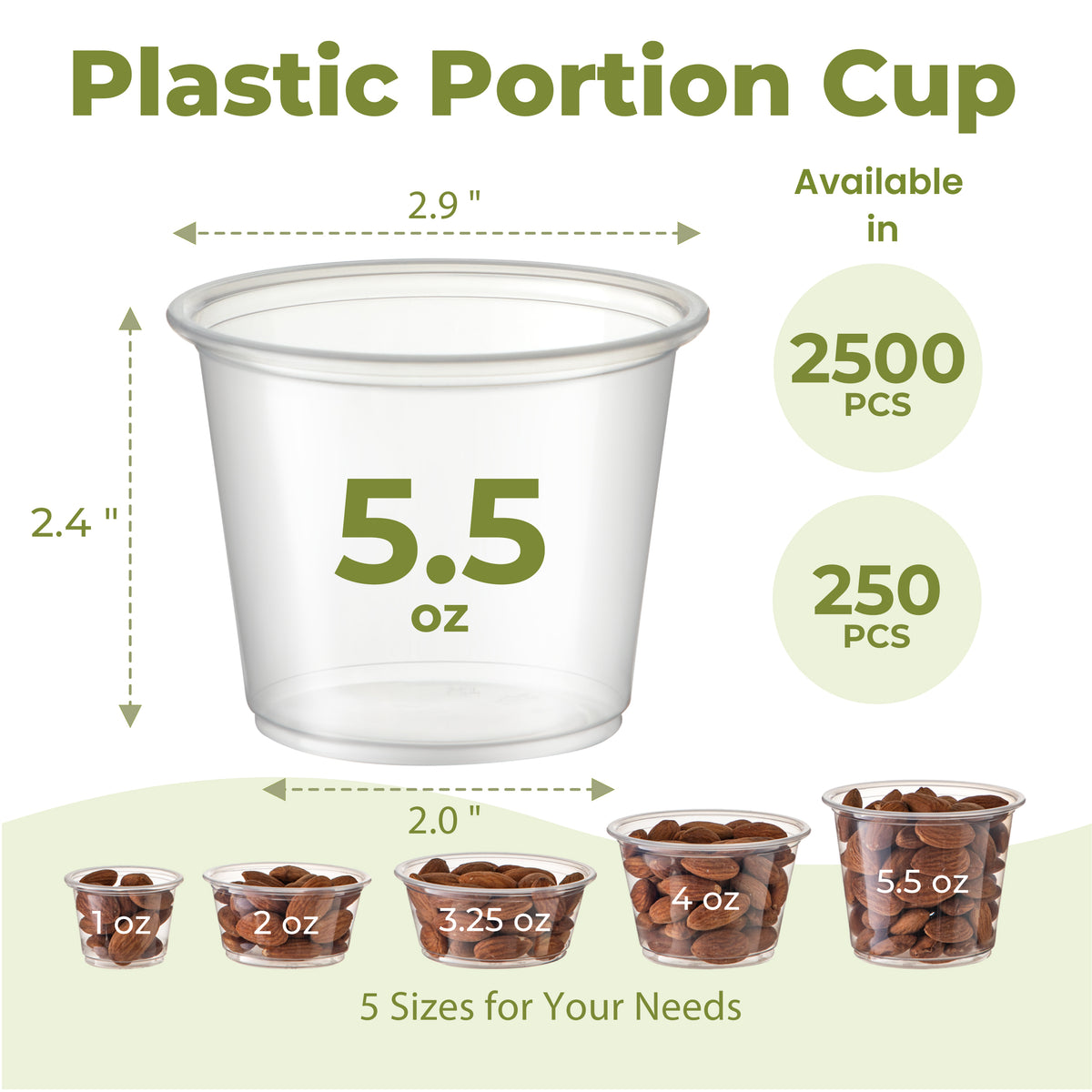5.5oz Plastic Portion Cup with no lid, BPA Free
